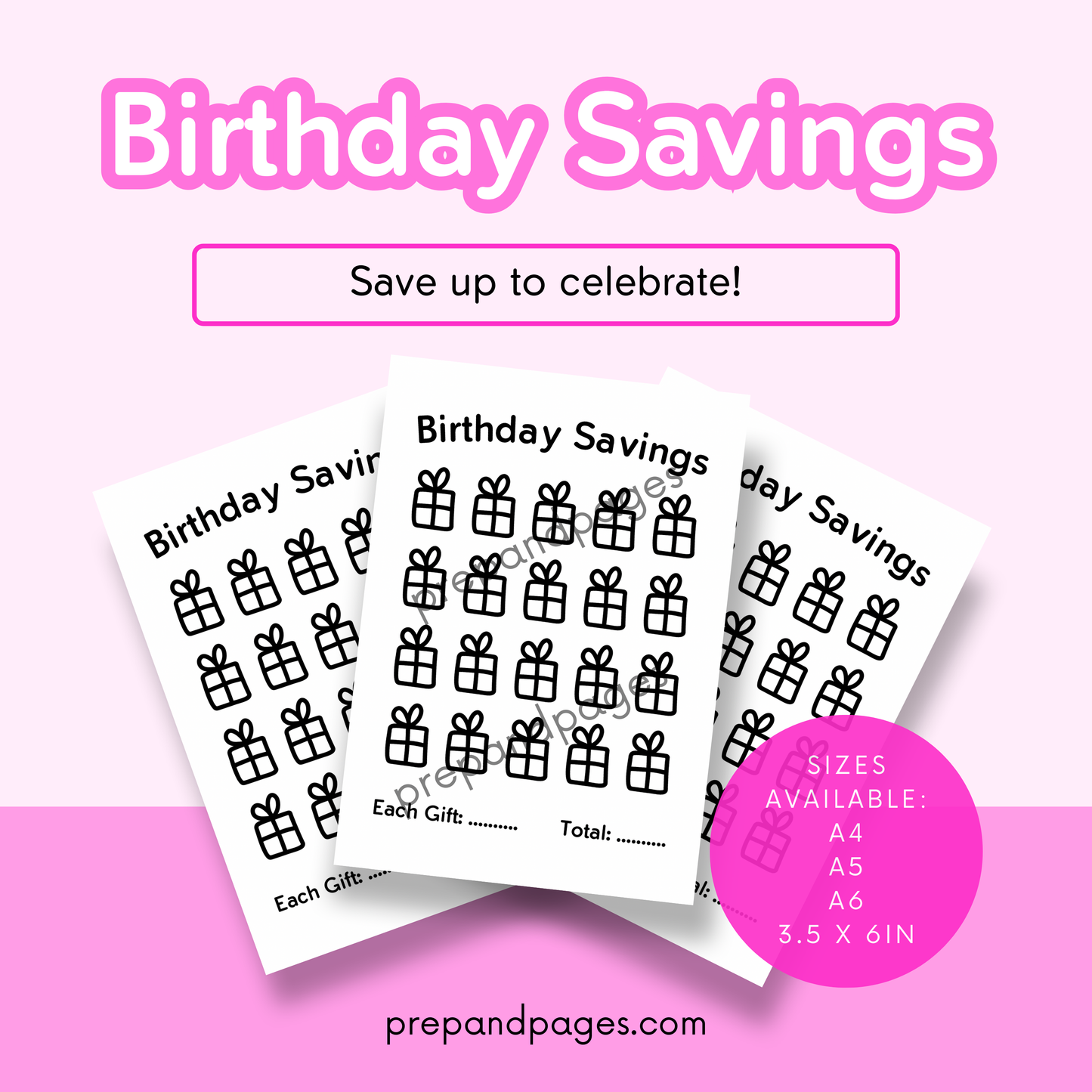 Birthday Savings Challenge Tracker Printable