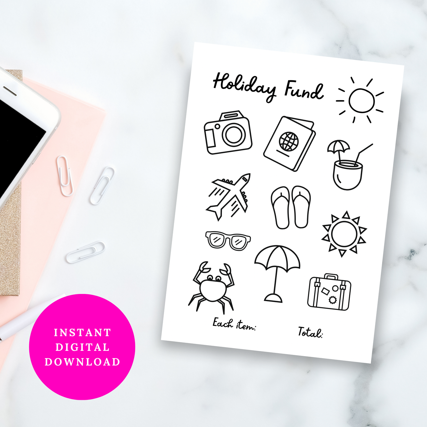 Holiday Fund Savings Challenge Tracker Printable